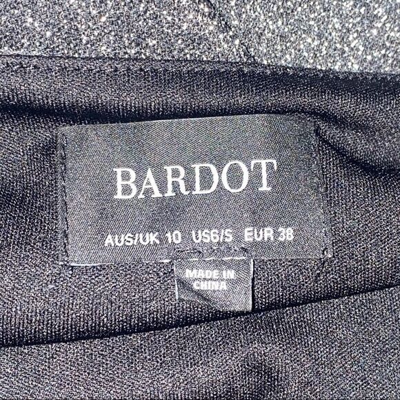 Bardot Marlena Silver Metallic Shimmer Long Balloon Sleeve Short Dress size 6 - Picture 10 of 12